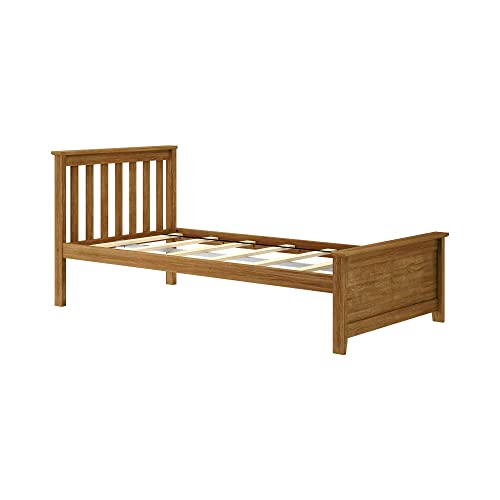 Max & Lily Twin Bed Frame with Slatted Headboard, Solid Wood Platform Bed for Kids, No Box Spring Needed, Easy Assembly, Pecan by Max & Lily - Image 3