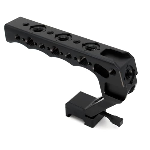 Image of NATO Top Handle, Quick Release NATO Grip with 4 Cold Shoe Adapters for DSLR Camera Cage, Universal Top Handle with 3 /8-16 and 1 /4-20 Thread Holes (Black)
