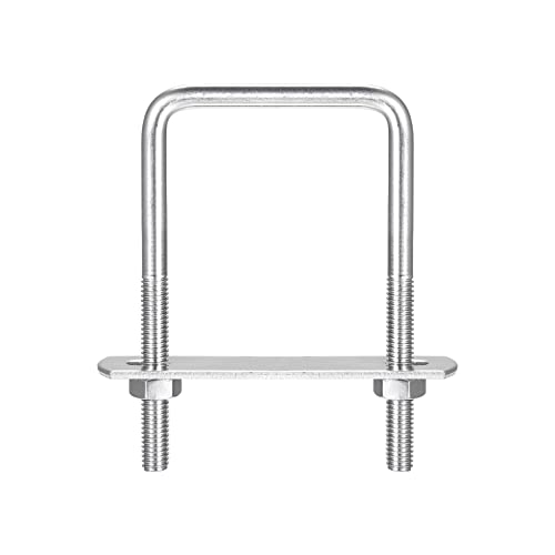 Image of uxcell Square U-Bolts, 3 Sets 47mm(1.85 inch) Inner Width 75mm Length M6 304 Stainless Steel U Clamp Bolt with Nuts and Plates, for Boat Trailer