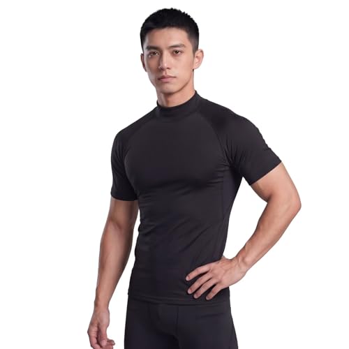 [Guooolex] 夏用インナー スポーツインナー メンズ 半袖 冷感インナー 夏服 アンダーウェア ストレッチ アンダーシャツ コンプレッションウェア 【 吸汗速乾+接触冷感 】 3776blk-blk-Mの商品画像（Amazon）