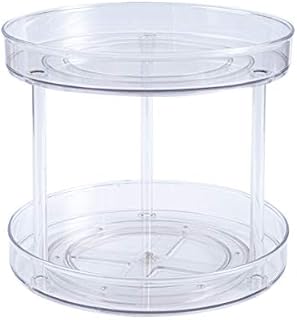 Turntable Spice Rack for Lazy Susan Kitchen Cabinet, Storage Tray for Fruit, Snacks, Salad - Organizer for Cupboard, Pantry, Bathroom, Table, Cosmetic, Beauty Product (1 Pack, 2 Tier -large)