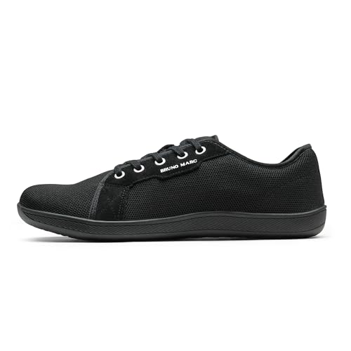 Bruno Marc Men's Extra Wide Toe Box Casual Barefoot Walking Shoes Zero Drop Minimalist Sneakers, All Black, Size 8, SBWA2410M