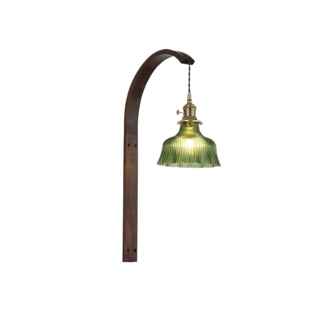 Yinj9562fg Living Room Retro Art Walnut Staircase Living Room Background Wall Bedroom Bedside Lamp Decor(Green)