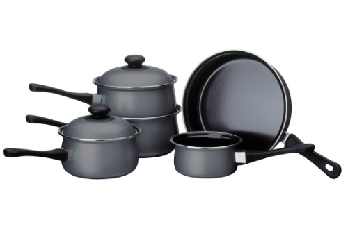 Premier Housewares 204200 - Batería de Cocina Antiadherente, 5 Piezas, Acero de Carbono, Color...