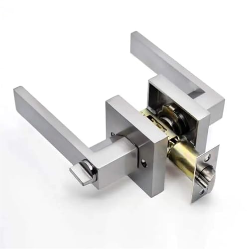 Poignée de porte noire carrée avec serrure de confidentialité pour chambre et salle de bain MOBYAT