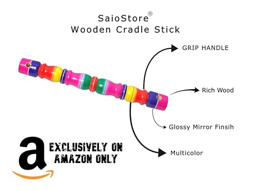 Image of Traditional Thottil Kambu Wooden Cradle Stick Multi Colour (Stick Only)