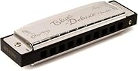 Fender Blues Deluxe Mundharmonika, Hochwertige Blues Harp mit warmem Sound, geeignet für Einsteiger und Profis, 10 Löcher, Nickel-Chrom, Tonart C, Inklusive Etui