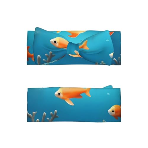 Coral Fish underwater Prints Baby Bow Headband Super Stretchy Soft Bows Hair Accessories for Newborn Infants Toddlers Kids Girls2