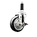 Service Caster Brand 4 Inch 316 Stainless Steel Light Duty Expanding Stem Caster Wheel Black Polyurethane Wheel and 1-1/8? Stem ? 350lbs./Caster?Swivel Caster with Locking Brake