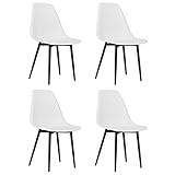 KTHLBRH Sillas de estudio para dormitorio, para salón, comedor, 4 unidades, polipropileno blanco, para comedor, sala de estar, salón