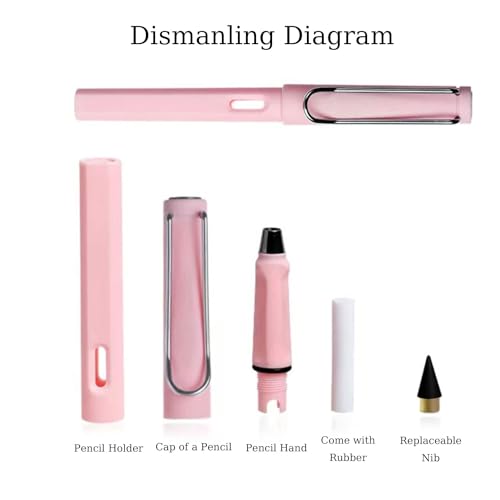 DaiUni Unendlichkeitsstifte, wiederverwendbare Bleistifte, 4 Stück, 4 austauschbare Ersatzminen