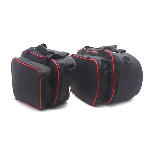 Alforjas interiores para motocicleta Chaoouyue, compatibles con Ducati Multistrada V4 y V4 S (2021), 2 unidades, tela negra con costuras rojas, cierre de cremallera miniatura 1