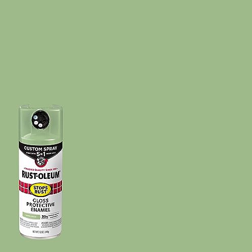 Image of Rust-Oleum Stops Rust Custom 5-in-1 Spray Paint, Gloss Laurel Green