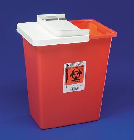Covidien 88902810 Multi-purpose Sharps Container 1-piece 17.75h X 11w X 15.5d Inch 8 Gallon Red Base Sliding Lid 8980s Box Of 10
