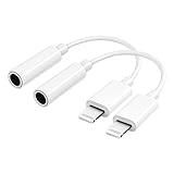 2 Paquetes Adaptador de Auriculares para iPhone AUX Audio Dongle [Certificado Apple MFi] Lightning a Jack 3,5 mm convertidor de Auriculares Compatible con iPhone 12/11/7/7P/8/8P/X/XS Soporte Todo iOS