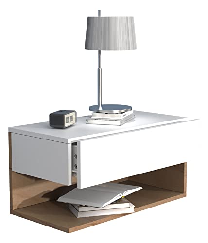 VCM Tiroir Mural en Bois Table de Chevet Murale Tiroir Console Table de Chevet Usal XL 60 cm Tiroir Mural en Bois Table de Chevet Murale Tiroir Console Table de Chevet...