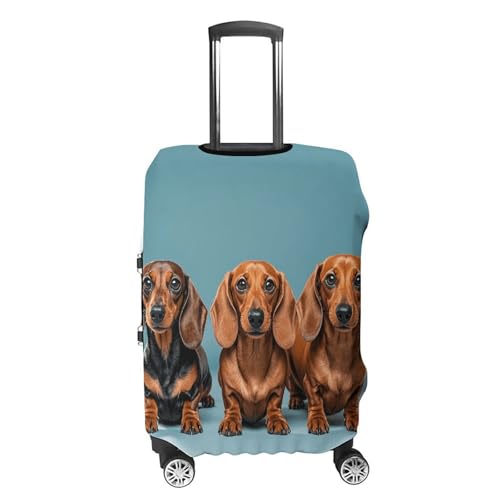 Three Dachshunds Luggage Cover Elastic Suitcase Protector Case Anti-Scratch Washable Baggage Covers Protector For Traveling, Aircraft Consignment XL4