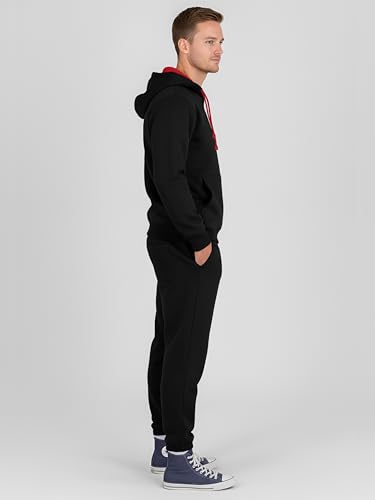 Love My Fashions® Mens Tracksuit Set Kids Contrast Cord Fleece Hoodie Top Bottoms Jogging Zip Joggers Gym Causal Exercise Running Sport Sweat Suit Pants Plus Size S M L XL XXL