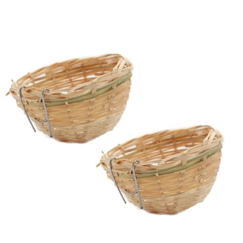 Image of 2pcs Bamboo Bird Nest Cage Handmade Bamboo Bird House Bird Rest Cave Cage for Small Parrot Budgie Parakeet Cockatiel Conure Lovebird Finch Canary
