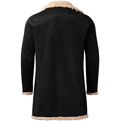 Ymosrh Men's Winter Trench Coat Sherpa Lined Pea Coat Business Casual Overcoat Long Jacket Coat, L-5XL2