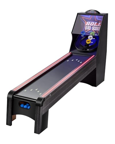 VEVOR 9 Roll and Score Classic Arcade Game Table Sky Ball Arcade with LED Electronic Scorer & Track Lighting Sound Automatic Ball Return Home Recreation Game Room 4 Balls Included