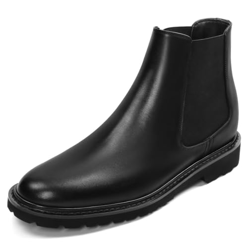 Image of CHAMARIPA Men's Invisible Height Increasing Boots - 3.15 inch Taller | Premium Calfskin Upper, Elastic Side Panels For Easy Slip-On, Suitable For Office Work & Daily Occasions