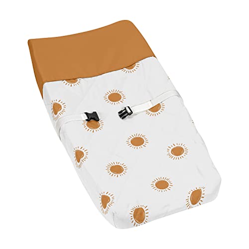 Image of Sweet Jojo Designs Orange and White Boho Sun Boy or Girl Baby Nursery Changing Pad Cover - Pumpkin Rust Orange Retro Bohemian Celestial Sky Desert Sunshine Outdoors Nature Minimalist Gender Neutral