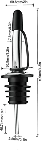 Vertedores de acero inoxidable para botellas de licor con tapón de goma antipolvo, 24 unidades 3
