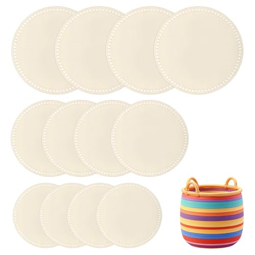 Jiujuda9 12 unidades de suelo de madera para cestas de ganchillo, 10/15/20 cm, base de mimbre para ganchillo, suelo de madera para ganchillo, base de madera, base de madera natural, cesta de madera