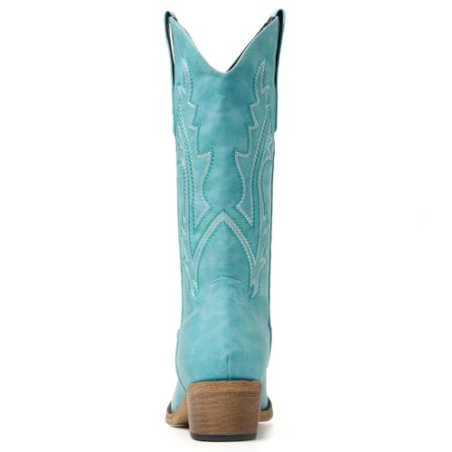 Image of Cowboy Boots for Women, Cowgirl Boots with Embroidered and Chunky Heel, Ideal for Daily Wear and Country Fashion
