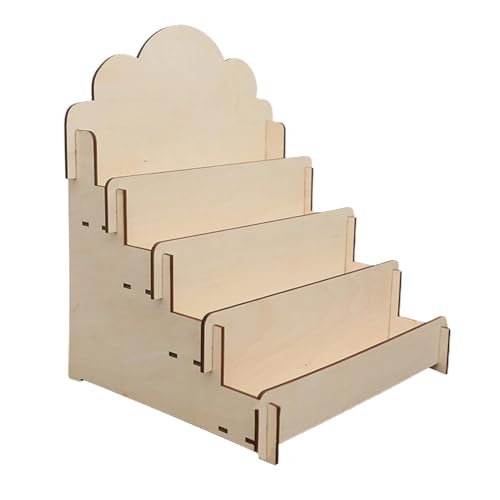 Greeting Card Organizer Display Stand - Greeting Card Display Stand Tabletop | Wood 4 Tier Display Shelves Display Stand | Multi-Purpose Sticker Display Stand For Vendors | Counter Retail Display Rack
