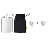 SILVERANT Titanium Hip Flask 7.74 fl oz, Drawstring Cloth Case & Pouring Funnel with Replacement Fun