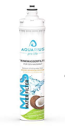 AQUARIUS pro life Trinkwasserfilter - Ersatzkartusche für unseren Einbauwasserfilter - 0,1 Mikron Porengröße - Micro-Membran-System - bis zu 11.200 Liter/Jahr - Aktivkohlefilter + Keimsperre Cover