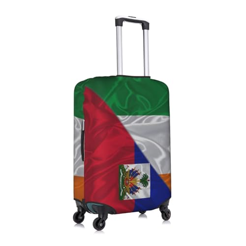 Ireland Irish Irishman And Haiti Haitian Triangle Flag Travel Luggage Cover Washable Suitcase Case Suitcase Protector Fit Luggage Cover X-Large3