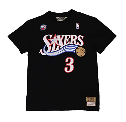 Mitchell & Ness Allen Iverson #3 Philadelphia 76ers NBA Name & Number Tee Black T-Shirt