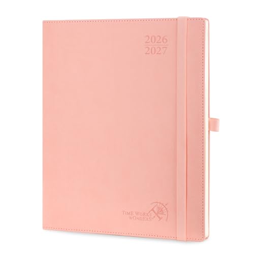 POPRUN Kalender 2026 2027 Wochenplaner (Aug.2026-Dez.2027) Softcover mit PU-Leder, ca. A4 (26,5 x 21,5 cm), 17-Monate-Terminplaner 1 Woche 2 Seite