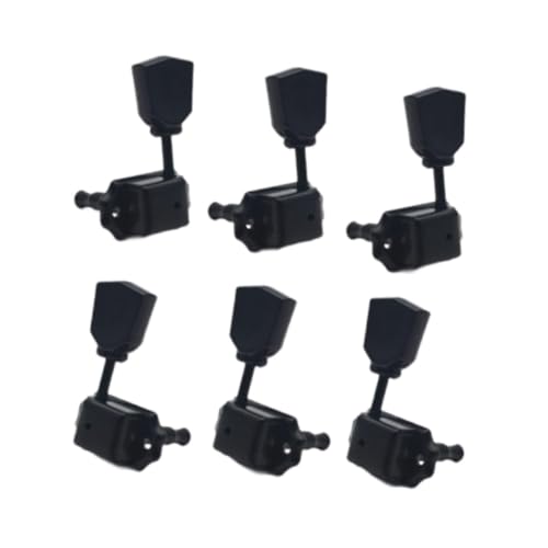 ギターチューニングペグ 3L 3R ストリングチューナー マシンヘッドセット 亜鉛合金セミエンクローズ デザイン アコースティックエレキギターパーツ用 - ブラック