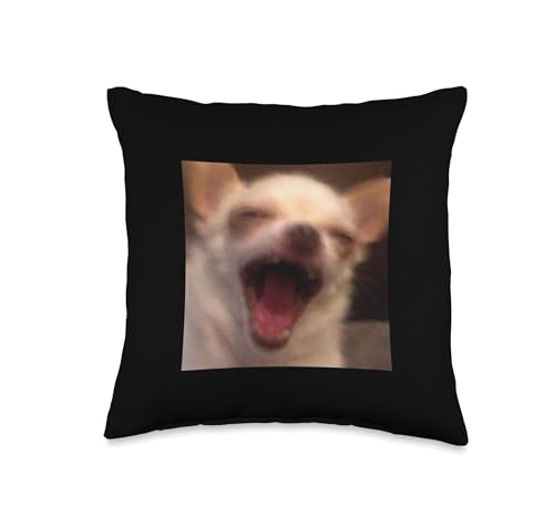 Funny Screaming Chihuahua Blurry Dog Meme Throw Pillow