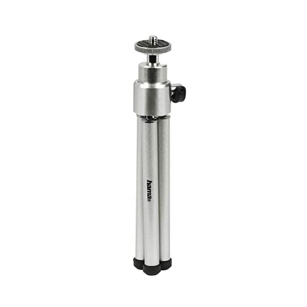 Hama Mini-Stativ mit 3D-Kugelkopf (Stativ für Handy, Kamera oder Action-Cam, Mini-Dreibeinstativ aus Metall) Silber – Bild 3