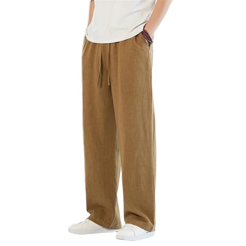 Pantalon en lin homme ample à jambe droite décontracté - 3