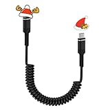 Viviber USB-C/Type-C to USB-Cケーブル iphone 16車用充電器 コイル型 60W/PD対応 伸縮自由（0.3Mから1.2Mまで) タイプc iphone15充電コード Type-C Andriod Galaxy カールケーブル 車用 スマホiPhone16、iPhone15、iPad mini6 、MacBook、iPad、Galaxy、Sony、Pixel等対応