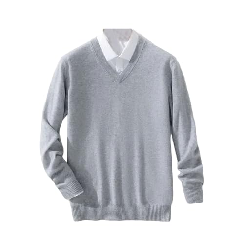 V Neck Solid Color Pullover Sweater Mens Autumn Winter Long Sleeve Warm Casual Fashion Tops - Main Image