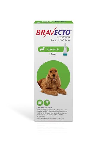 BRAVECTO Topical Solution for Dogs, Flea & Tick, 12 Week Supply, 22-44 lbs., Green Box