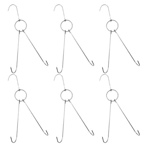 Yardwe 6 Pcs en Acier Inoxydable Double Crochets Crochets De Canard Crochet De Boucher Traitement De La Viande Suspendus Séchage Barbecue Grill Cuisson Fumoir Crochets pour Jambons De