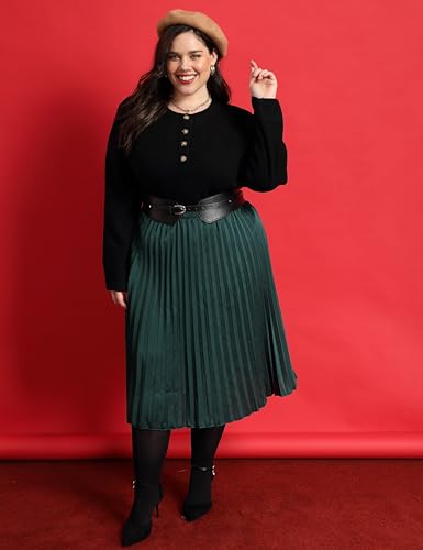 CARCOS Plus Size Sweaters for Women Long Sleeve Knitted Pullover Sweaters Crewneck Jumper Tops Lightweight Casual XL-5XL4