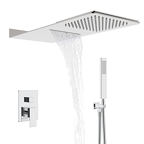 Exclusive Discount 90% Price Shower System Bathroom Shower Faucet Set with Multi-function Rain Shower Head and Handheld Shower Head Wall-mounted Chrome Rain Shower System