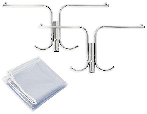 Simple Houseware Industrial Grade Z-Base Garment Rack, 400Lb Load With 62" Extra Long Bar W/Clear Cover And Tube Bracket #TOP6