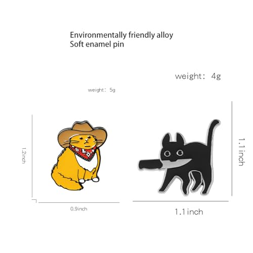 Image of Cute Pins Backpack Pins Alloy Enamel Brooch Cat Funny Cat Brooch Cowboy Badge Pin for Bookbags Clothes /Jackets & Hat Decoration