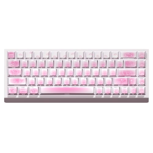 JSJTKeys PBT Side-Printed Translucent Keycaps - Cat Themed Cute Keycap Cherry Profile Keycap Set 74 Keys Suitable for Cherry MX Switches 60/61/65/67/68 Mechanical Keyboard Key Caps