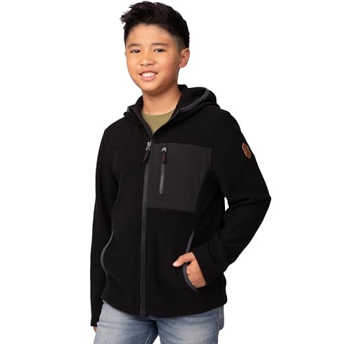 Free Country Boys Fleece Jacket Hoodie Warm Soft Lined Full-Zip Sweatshirt Kids Outwear Hooded Jackets for Boys - Brick